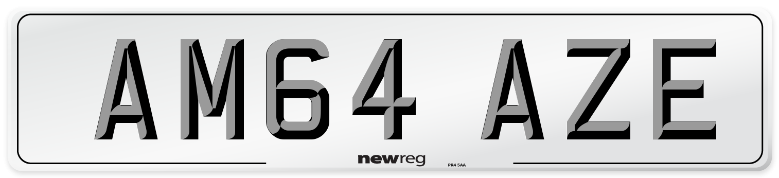 AM64 AZE Number Plate from New Reg